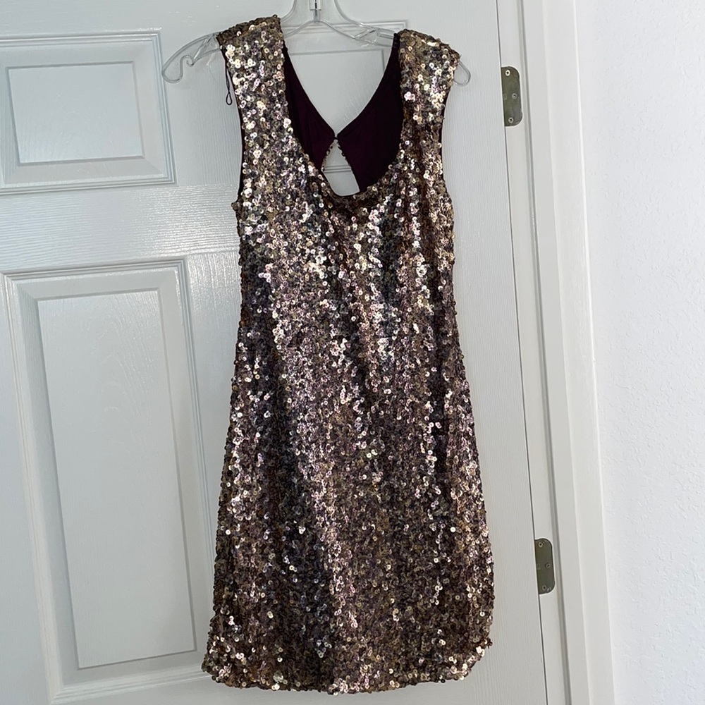 Cache Sequin Dress Key Hole Back With Hook Closur… - image 1